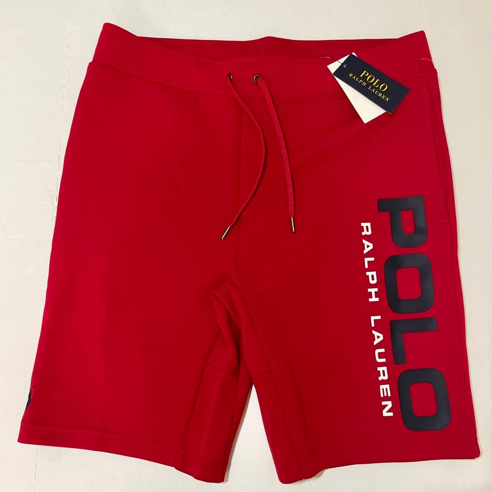 NWT Polo Ralph Lauren Men's Red Logo Graphic Double Knit Shorts Small